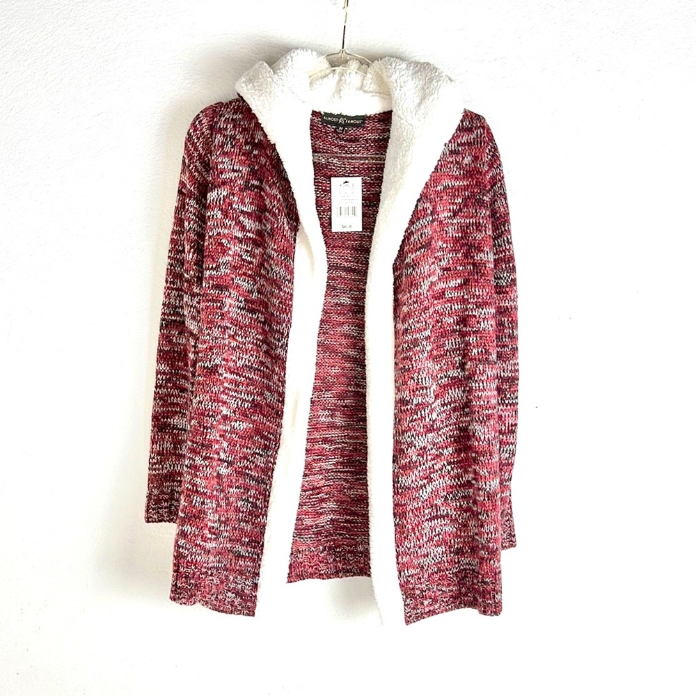 ALMOST FAMOUS | Faux Fur Trim Thin Knit Cardigan Sweater Hoodie